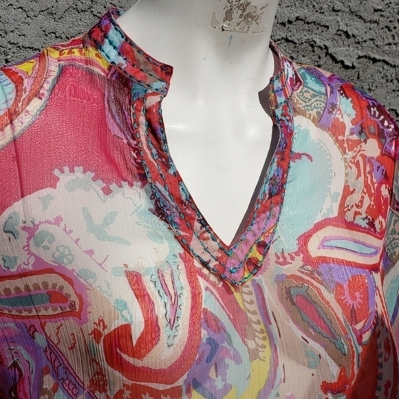 TRAVEL SMITH SHEER BLOUSE - Picture 3 of 6